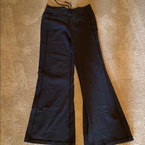 Dark gray flare pant with tie waist
